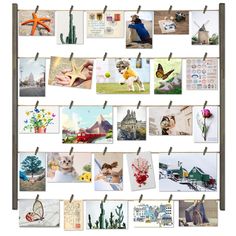 PRICES MAY VARY. Multi Photo Display - The wood photo frame comes with 30 "clothespins", 6 short wood pieces and 5 twine cords, which satisfies multi pictures display Wonderful Decoration - Great way to organize and display pictures, casual and neat design; fun and unique way to liven up your home, office or dorm room Easy Assembling and Mounting - Just connect the woods to be a frame and hang it on the wall; mounting hardwares included; suitable for both horizonal and vertical wall mounting Fle Wall Hanging Photo Frames, Picture Organization, Family Picture Frames, Photo Polaroid, Display Frames, Art Du Collage, Hanging Display, Multi Picture, Hanging Picture Frames