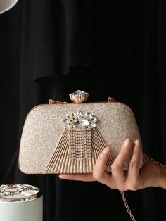 BagForLove - Rhinestone Mini Box Bag: Elegant Bride Purse for Weddings Elegant Crystal Bag For Prom, Elegant Crystal Bags For Prom, Gold Crystal Bags For Prom, Gold Crystal Evening Bag For Prom, Rectangular Rhinestone Clutch For Prom, Bride Purse, Rhinestone Bag, Purse Wedding, Bridal Purse