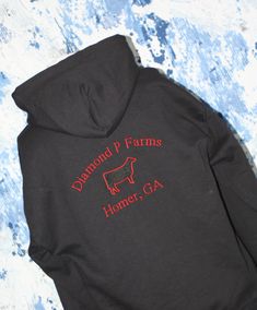 Order Sweatshirt for you Farm today, We will custom embroidery the sweatshirt with you farm name and any other info you would like to add to the left chest of the hooded sweatshirt. If you would like to add a name on the right side we will do at no extra charge just make sure to give the name in the note to seller at check out. If you would like to order a custom farm sweatshirt and the Hereford cow is just not for you please as we have many different farm animals that we can use to make your sw Hooded Top With Custom Embroidery For Fall, Fall Custom Embroidered Hooded Top, Cotton Hooded Sweatshirt With Embroidered Graphics, Embroidered Fleece Hooded Sweatshirt, Hooded Cotton Tops With Embroidered Logo, Custom Embroidered Fleece Hoodie, Country Crewneck Sweatshirt, Pre-shrunk Cotton Hooded Hoodie, Country Sweatshirts & Hoodies