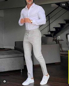 White Shirt Outfits, Classy Outfits Men, Mens Fashion Blazer, Shirt Casual Style