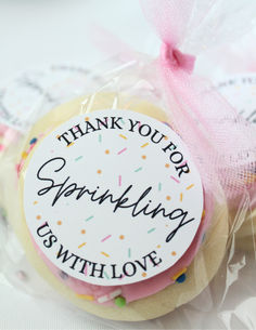 Print at home baby shower sprinkle favor tags. Such a sweet way to thank your guests for celebrating mom and baby!