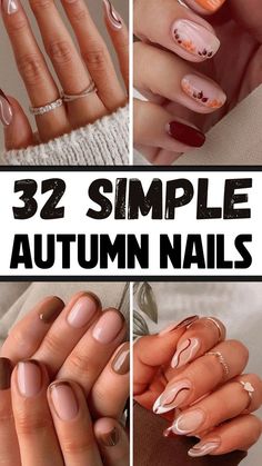 2 Nail Color Ideas, Builder Gel Nails Design Fall, Easy Minimalist Nails, Easy Grow Out Nail Designs, Short Nails For Autumn, Fall Minimal Nails, Minimalist Autumn Nails, Minimal Nail Art Short Nails Fall Design, Autumn Minimalist Nails