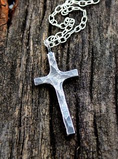 Sterling Hammered Cross Pendant Handmade Wild Prairie by joykruse, $75.00 Personalized Sterling Silver Pendant Cross Necklace, Personalized Sterling Silver Cross Pendant Necklace, Handmade Cross Jewelry For Memorial, Personalized Crucifix Cross Necklace, Engraved Cross Necklace For Gifts, Handmade Sterling Silver Cross Pendant Necklace, Minimalist Personalized Cross Pendant Necklace, Handmade Crucifix Cross Necklace Gift, Handmade Cross Necklace As Gift