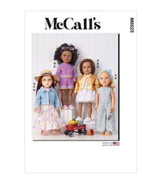 an image of dolls on the cover of a sewing pattern for children's clothes