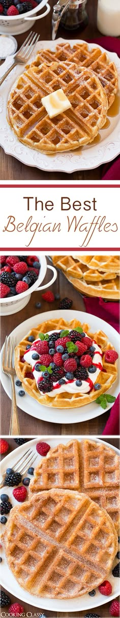 the best berry waffles recipe is made with fresh berries, blueberries and raspberries