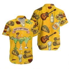 Yellow Hawaiian Shirt, Tequila Margarita, Humid Weather, Trendy Gift