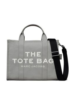 slate grey cotton logo print to the front logo patch to the rear top zip fastening two rolled top handles adjustable detachable shoulder strap main compartment internal slip pocket internal zip-fastening pocket internal logo patch Sac Marc Jacobs, Marc Jacobs Sac, Chic Logo, Marc Jacobs Tote, Grey Tote, The Medium, Small Tote Bag, Mini Tote Bag, Marc Jacobs Bag