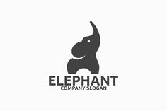 an elephant logo with the word elephant on it's back and its trunk in the air