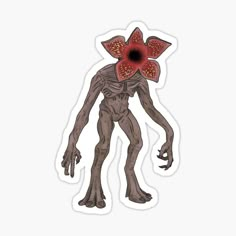 an alien with a flower on its head sticker