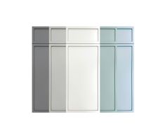 four different colors of cabinets on a white background