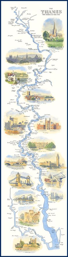 an illustrated map of the river thames in england