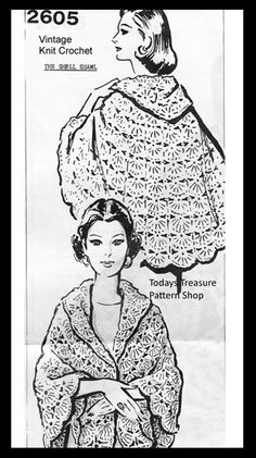 an old crochet pattern for a woman's shawl