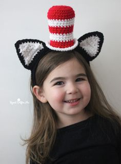 Crochet Cat in the Hat Headband - Repeat Crafter Me Crochet Headband Pattern Free, Crochet Costumes