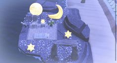 an image of a floating island with stars and moon decorations