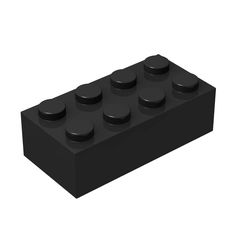 a black lego block is shown with four knobs on the top and one in the middle