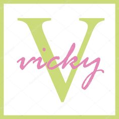 the letter v in pink and green on a white background