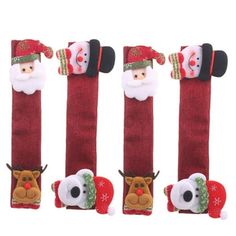 three christmas stockings with santa claus and reindeer