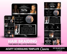 the front and back page of a hair salon brochure