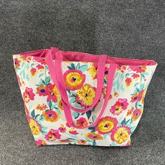 *Nwt Women’s Summer Flower Pattern Print Tote Bag 80% Cotton /20% Polyester Smoke And Pet Free Home Multicolor Floral Print Tote Beach Bag, Multicolor Floral Beach Bag For Daily Use, Multicolor Floral Print Beach Bag For Travel, Yellow Floral Print Bag For Daily Use, Yellow Floral Print Bags For Daily Use, Multicolor Floral Print Beach Bag, Summer Travel Bags With Floral Print, Summer Floral Print Travel Bags, Summer Shopping Bags With Floral Print