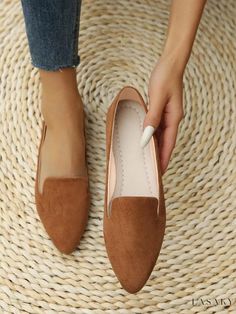 Lasaky - Stylish Low-Heeled Casual Single Shoes with Shallow Mouth, Velvet Surface, and Pointed Toe Leopard Print Shoes Flats, Suede Flats Shoes, Leopard Print Loafers, Heels Patterns, Casual Pumps, Elegant Flats, Leopard Print Flats, Comfortable Walking Shoes, Flat Loafers