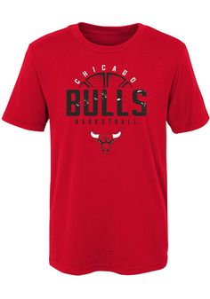 Kids, show your support for your favorite team in this Chicago Bulls Boys Red Short Sleeve Tee! This T-Shirt features a screen print team graphic, so everyone will know you cheer for the Chicago! This is the perfect Chicago Bulls Boys T-Shirt for wearing from every day to game day. Go Bulls! Screen print team graphic on front and back, Ribbed neckline, Crew neck, Short sleeve, Finished hem, Perfect for any young sports fan!, 100% COTTON, 8 Red Graphic Print T-shirt For Fan Events, Red Fan Apparel Top For Merchandise, Red Cotton T-shirt For Fan Events, Red Fan Apparel Tops, Red Crew Neck T-shirt For Fan Events, Red Graphic Print Tops For Fan Gear, Red Team Spirit T-shirt With Logo Print, Red Tops With Team Logo For Fans, Red Team Logo T-shirt Fan Merchandise