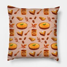 a pillow that has some food on it