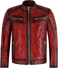 Men's Red Distressed Biker Motorcycle Real Lambskin Leather Jacket Coat Real Lambskin Leather With Distressed  Four Outside And Two Inside Pockets YKK Zips Light Weight Ideal for All Season Great Choice for Casual & Parties Red Leather Jacket Are All The Things You Want To Be In Style And Fashion Best Fitted for Biker, Motorcycle Riding, Casual Outerwear MADE WITH GREAT EFFORT TO PRODUCE QUALITY PRODUCT           PAYMENT PayPal is Accepted SHIPING POLICY Shipping within 7 to 10 working days. Tracking number will be provided after shipment. In case of un-availibility of your item size in our stocks due to any issue, we'll ship it directly from our overseas manufacturing premises. RETURN & EXCHANGE  Returns/Exchanges are accepted within 14 working days of receiving the item in genuine condit Red Leather Biker Outerwear, Red Fitted Biker Leather Jacket, Red Fitted Biker Jacket For Motorcycling, Red Leather Outerwear For Biker Events, Red Zipper Outerwear For Biker Events, Red Zipper Closure Outerwear For Biker Events, Casual Red Leather Jacket For Biker Events, Red Motorcycle Outerwear For Fall, Red Biker Outerwear For Biker Events