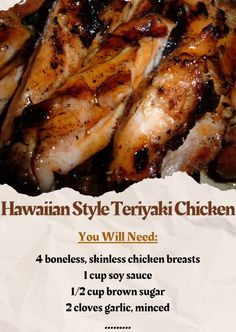 an advertisement for hawaiian style teriyaki chicken