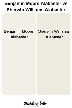 two different shades of white paint with the words benjamin moore and sheryln williams