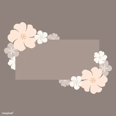 an abstract floral background with white flowers and gray rectangles on a light grey background