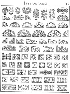 an image of some type of window designs that are drawn in black and white, with the