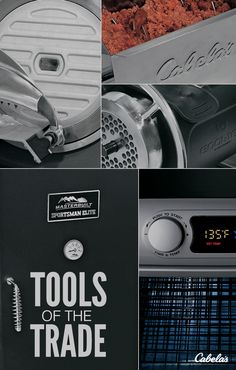 the tools of the trade brochure is displayed in black and white, including an oven