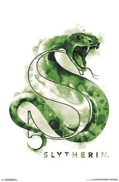 a green snake with the word slytherin on it