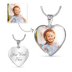 Upload Your Own Photo Personalized Heart Necklace Picture Necklace, Heart Shaped Necklace, Photo Necklace, Photo Pendant, Luxury Necklace, Anniversary Gifts For Wife, Heart Shape Pendant, Photo Heart, Pet Lover