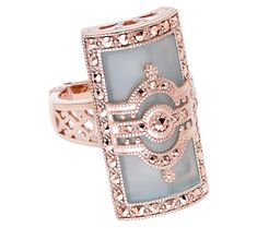 Embrace the elegance of the past with a modern twist by donning this ornate ring that's perfect for adding a touch of art deco glamour to any outfit. From Dallas Prince. Elegant Rose Gold Rings With Decorative Band, Art Deco Rose Gold Rings For Formal Occasions, Luxury Victorian Filigree Ring With Gemstone, Dallas Prince Jewelry, Victorian Marcasite Jewelry For Anniversary, Vintage Marcasite Jewelry, Ornate Ring, Vintage Marcasite Jewelry Gift, Marcasite Ring