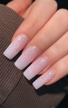 Wedding Nails Glitter, Faded Nails, Graduation Nails, Pink Ombre Nails, French Acrylic Nails, French Tip Acrylic Nails, Simple Acrylic Nails