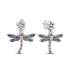 925 Sterling Silver Dragonfly Stud Earrings Cute Stud Earrings, Multicolor Earrings, Flower Ear, Girl Rainbow, Snake Earrings, Sparkle Earrings, Tiny Stud Earrings, Silver Butterfly, Sterling Silver Hoop Earrings