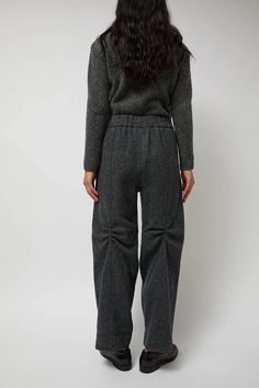 Cozy wool blend pants with tucks at the knees and shirring on back seams. Concealed side zip closure and partially elasticated waistband. Wool Pants, Get The Look, On Back, Side Zip, Wool Blend, Outfit Ideas, Wool, Grey, Pants