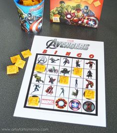 the avengers game is next to some snacks