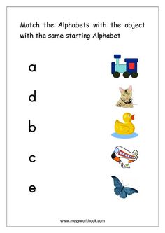 a printable worksheet for the alphabet with pictures and letters to match it