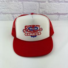 A Vintage Original 1980’s Clyde Beatty Cole Bro Circus Trucker Snapback Hat. In Great Overall Condition, No Flaws Anywhere, Looks Unworn. All Hats Are Shipped In A Box. Please Message With Any Questions. Thanks For Looking. Retro Red Trucker Hat, Retro Red Trucker Baseball Cap, Retro Red Snapback Trucker Hat, Circus Hat, Accessories Vintage, Adjustable Hat, Snapback Hat, Vintage Accessories, Snapback Hats