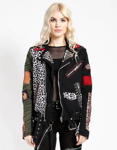 TRIPP NYC - ROCK STEADY JACKET Edgy Studded Outerwear, Punk Long Sleeve Outerwear With Rivets, Punk Style Studded Outerwear For Fall, Punk Style Outerwear With Rivets For Fall, Fitted Studs Outerwear For Streetwear, Alternative Long Sleeve Outerwear With Rivets, Alternative Studded Outerwear For Fall, Alternative Studded Fall Outerwear, Punk Outerwear With Studs For Streetwear