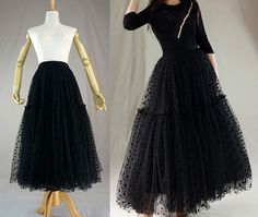 Women A-line Black Tulle Skirt Black Polka Dot Pattern Tulle Skirt Plus Size Party Holiday Skirt Ruffle Layered Tulle Skirt Outfit · Dressromantic · Online Store Powered by Storenvy Tulle Midi Skirt Outfit, Tulle Skirt Outfit, Tulle Skirt Plus Size, Black Polka Dot Skirt, Black Tulle Skirt, Bridesmaid Tulle, Tulle Skirts Outfit, Holiday Skirt, Tiered Tulle Skirt