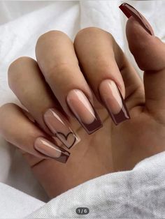 Brown Acrylic Nails, Unghie Sfumate, Her Nails, Shiny Nails, Acrylic Nails Coffin Short, Short Acrylic Nails Designs, Square Acrylic Nails