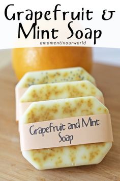 Grapefruit and Mint Soap Essential Oil Gifts, Mint Soap, Goats Milk Soap Base, Citrus Soap, Organic Lotion, Melt And Pour Soap, Soap Making Recipes, Homemade Oil