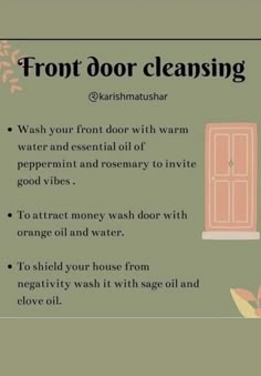 Witch Door Cleanse, How To Cleanse Your Front Door, Eucalyptus Spiritual Uses, Cleansing Front Door, Apartment Protection Spell, Floor Sweep Spell, Door Washing Spell, Home Cleansing And Protection, Spells For Home Buying