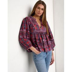 264855 Guaranteed 100% Authentic & Never Before Worn Description: Split Neck Printed Blouse Embroidery Long Puff Sleeves All-Over Print Loose-Fitting, It Features A Quilted Front Neckline Measurements/Item Details Size - Small-1 (Us-4) Bust - 19"Across (Laying Flat) Length - 22"Approx Color - Blue Fabric -Cotton Please Note: This Item Is New Without Tags & Label . Vintage, Retro, Relaxed Fit, Loungewear, Blouse, Retro Top, Vintage Blouse, Long Sleeves, Striped, Pullover, Slip On, Polka Dot Top, Blue Floral Print Embroidered Top, Relaxed Fit Blouse With Floral Embroidery, Blouse Embroidery, Resort Outfit, Striped Pullover, Retro Tops, Silk Tunic, Vintage Blouse, Floral Tunic