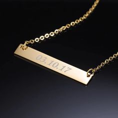 Design your own one-of-a-kind necklace with your name or a special word up to 13 characters. Each necklace is carefully made of quality Silver Stainless Steel (gold plating available). Details: Available in Silver Stainless Steel or Silver Stainless Steel with Gold Plating It does NOT Tarnish Or Rust (100% guaranteed) Engraved Bar Bracelet, Arabic Jewelry, Engraved Bar Necklace, Silver Bar Necklace, Word Up