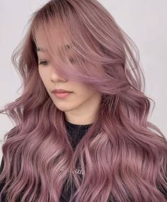 Mauve Rose Hair, Ash Rose Gold Hair, Ash Pink Violet Hair, Ash Rose Hair, Lilac Pink Hair, Violet Ash Hair, One Color Hair, Asian Hair Balayage Ash, Smokey Pink Hair