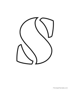 the letter s is made up of curved lines and has a black outline on it